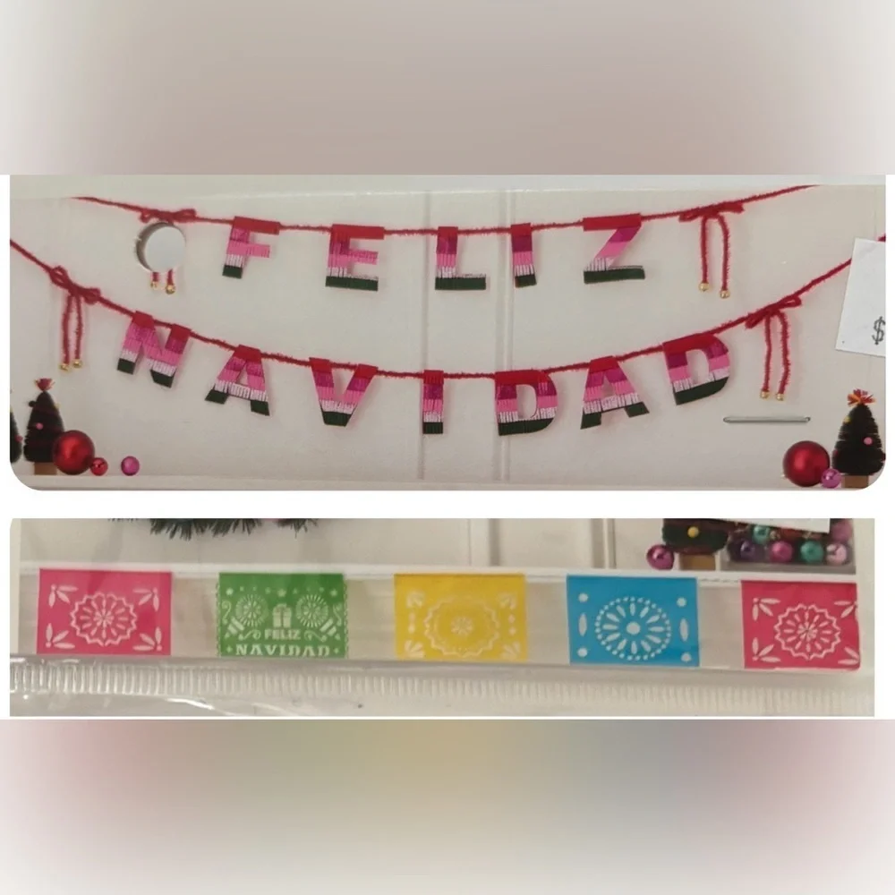Spanish language Christmas garland NWT NEW 2 sets 6 ft Xmas decor Ashland